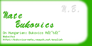 mate bukovics business card